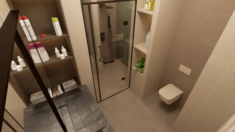 Vadi Villa - İç Mekan Render - Üst Kat Genel Banyo 1