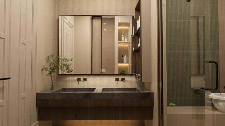 Vadi Villa - İç Mekan Render - Üst Kat Genel Banyo 2